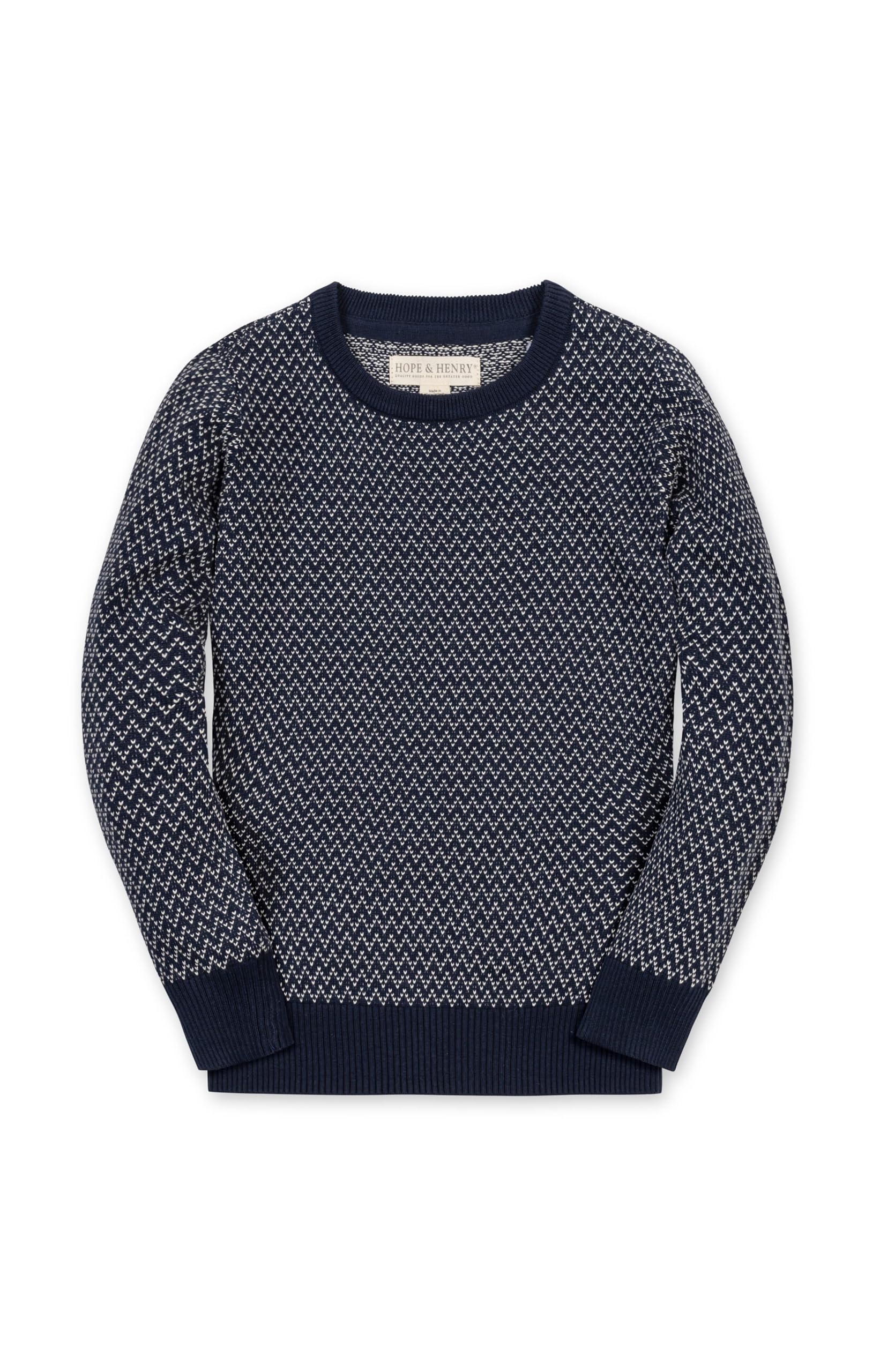 Hope &amp; Henry Boys' Long Sleeve Crew Neck Pullover Sweater