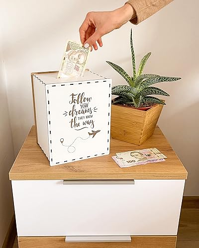 Miniatura 2 de Money Bank for Adults by WittleWood - Decorative Piggy Bank Box for Saving Travel Funds 365 days - Money Saver 9.5x7.5x6.3 inch (Birch plywood,