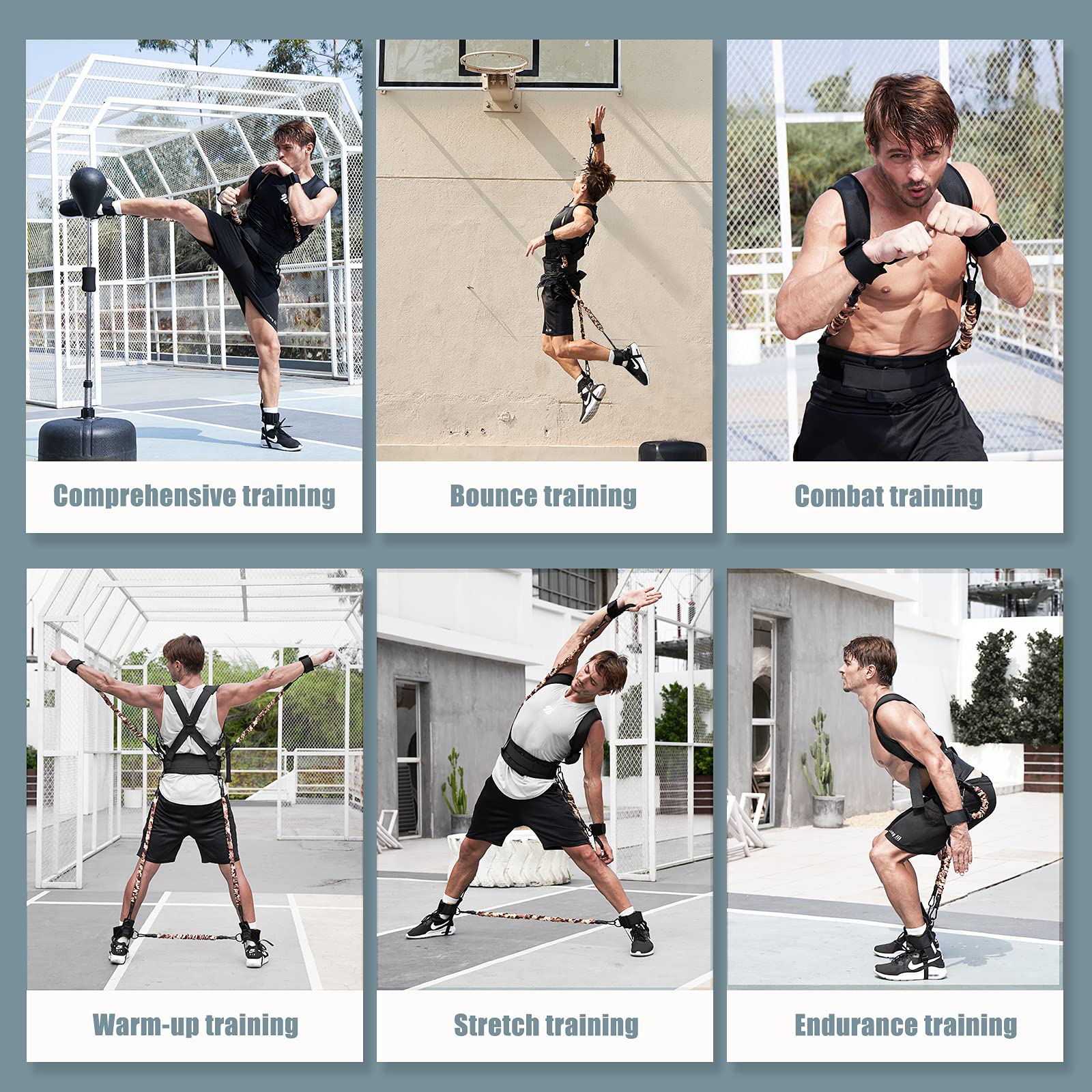 Power Punch Pro - Set di fasce di resistenza per Muay Thai Karate Bounce Combat MMA Fitness Pallacanestro Pallavolo Calcio Formazione verticale Jump Squat