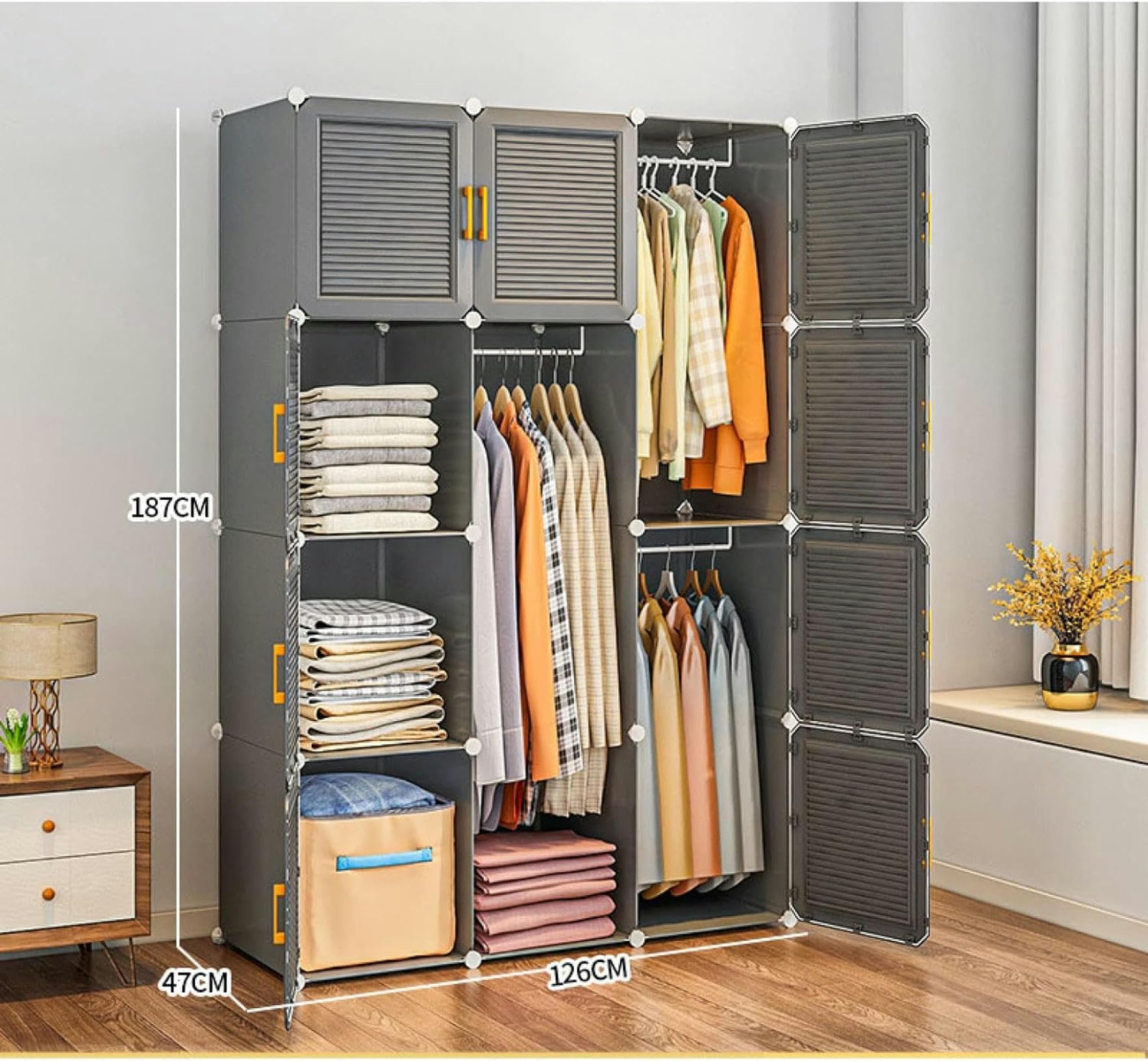 防塵組立式 取り外し可能 簡単組立 DIY収納 寝室 リビング 大容量 棚 \