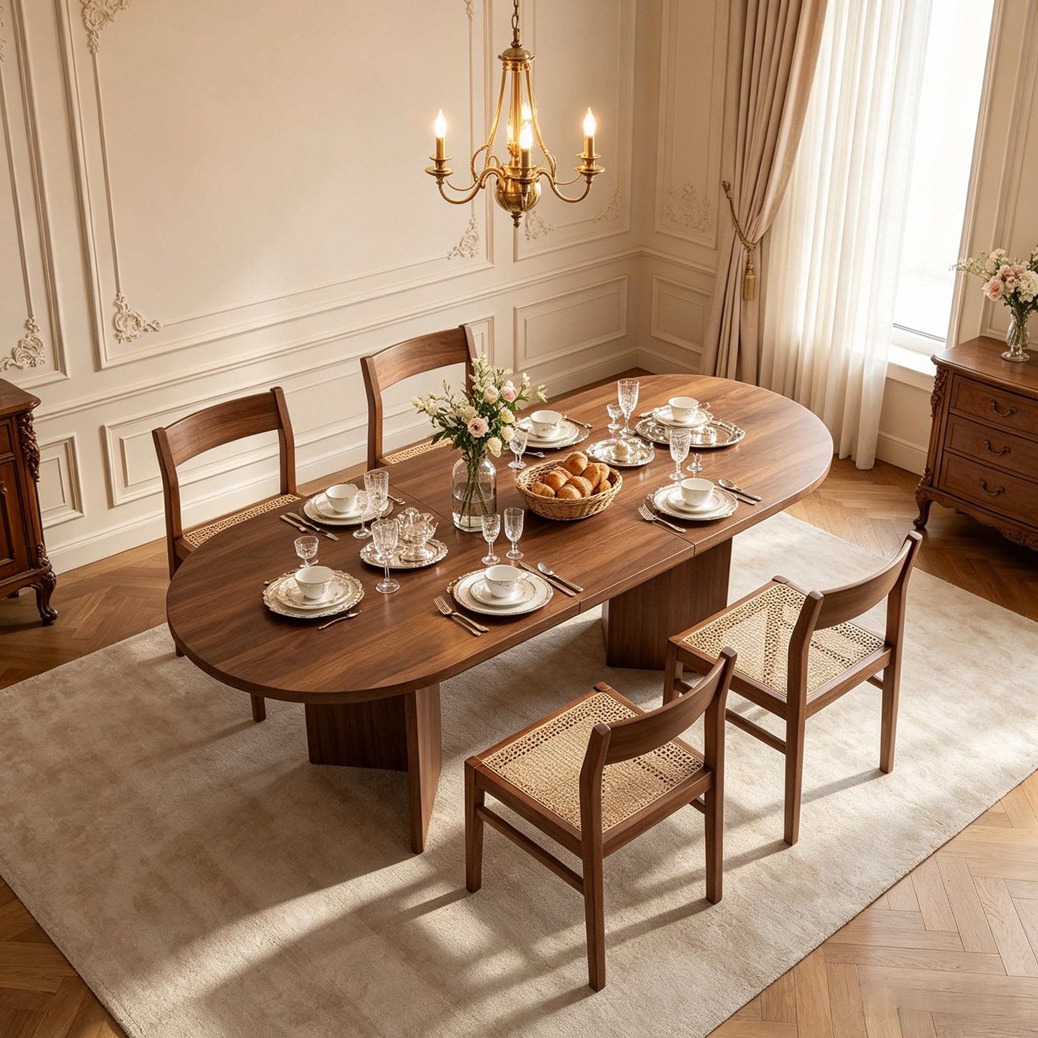 Mesa de comedor extensible 120/160 x 80 cm para 4–6 personas, mesa de comedor rectangular con esquinas redondeadas y tablero de 18 mm, mesa de cocina moderna de estilo sencillo (Nogal, 120/160 x 80 cm