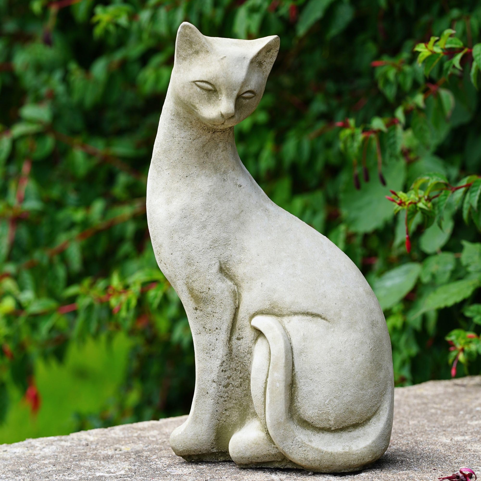 Burgess Home & Garden Siamese Cat B Statue | Reconstituted Stone Animal Concrete Garden Ornament Decor