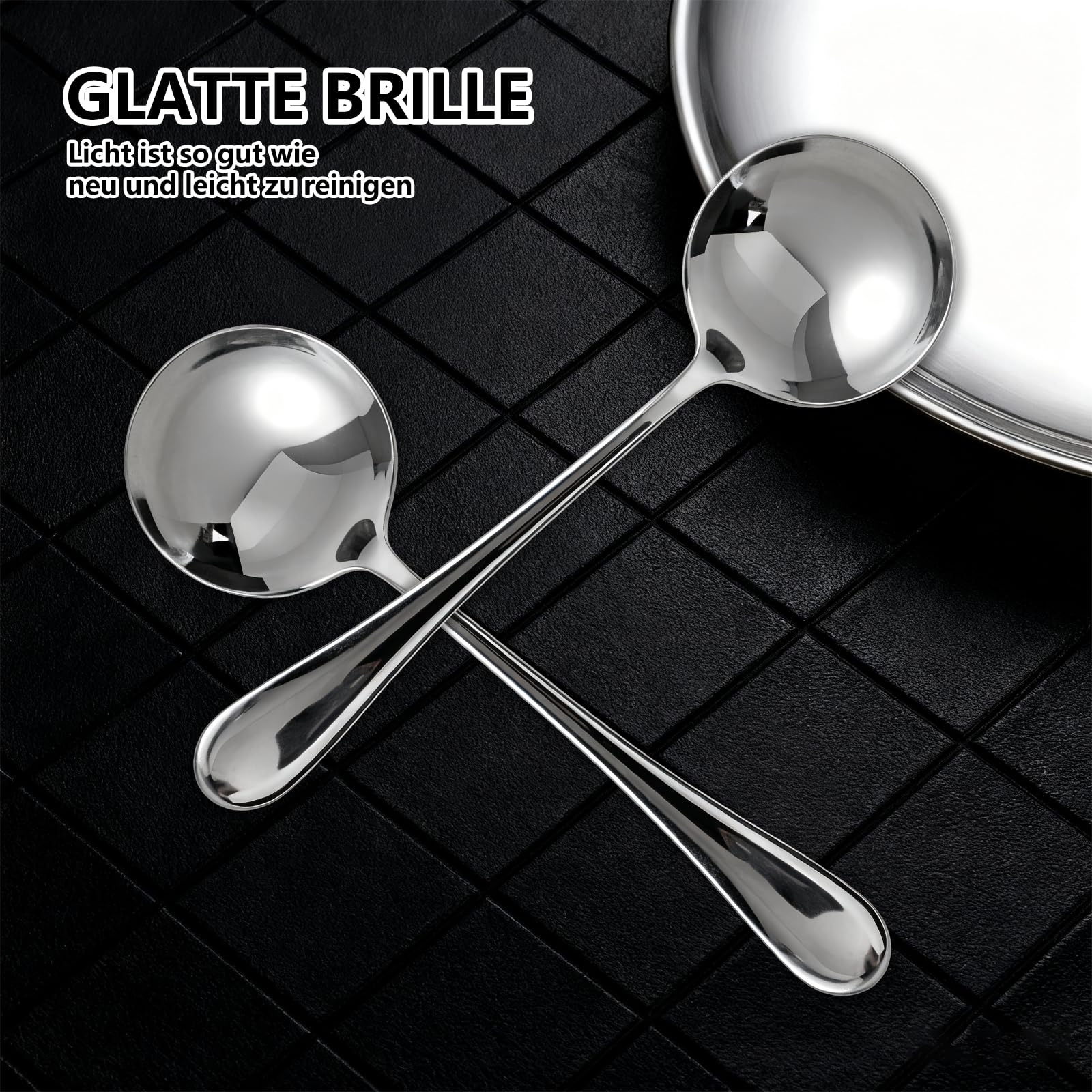 3 Stück Edelstahl Suppenschöpfer, 20 cm Silber Soßenkelle Servierlöffel für Brühe, Saucen und Servieren