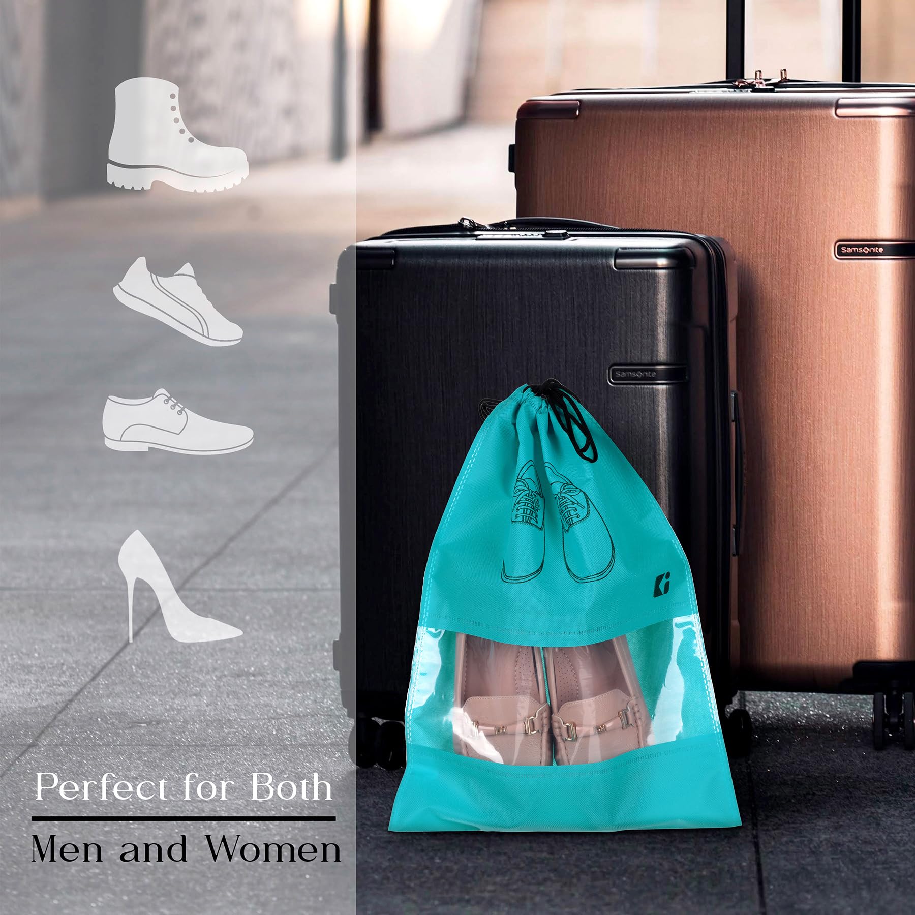 Kuber Industries Paquete de 10 bolsas para zapatos | Bolsas de zapatos para viajes | Bolsas de almacenamiento de zapatos no tejidas | Juego de organizadores de almacenamiento | Cubierta de zapatos con