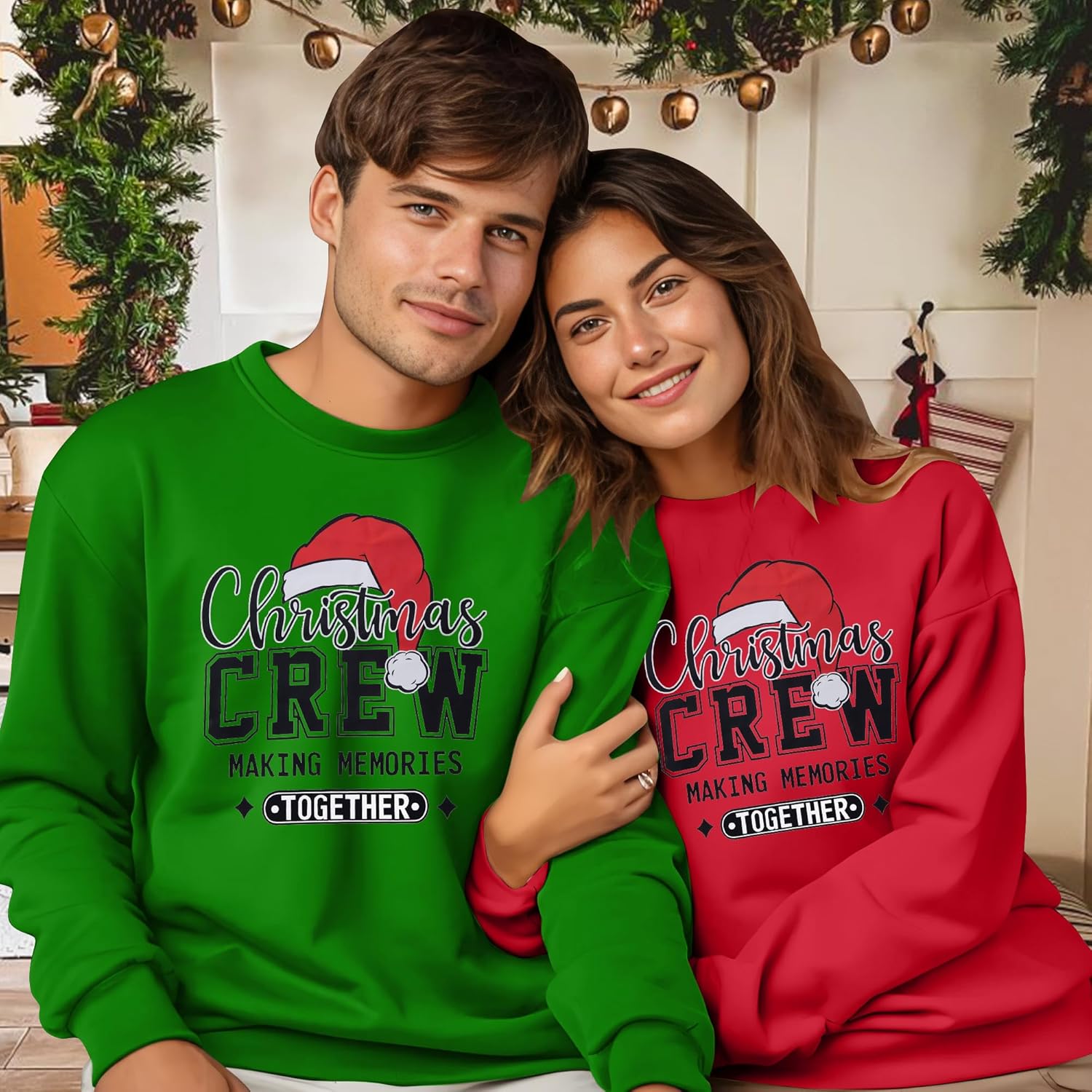 NANYUAYA Matching Christmas Sweatshirts for Couples Unisex Xmas Holiday Sweater Funny Santa Long Sleeve Pullover Tops - Image 2