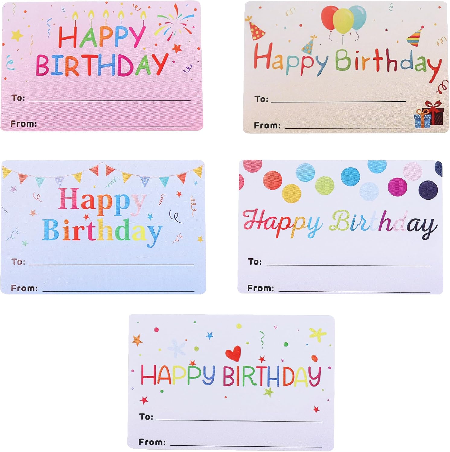 150Pcs Happy Birthday Gift Stickers, 2 x 3 Inches Happy Birthday to from Name Labels for Birthday Present, Gift Wrapping, Envelope Seals