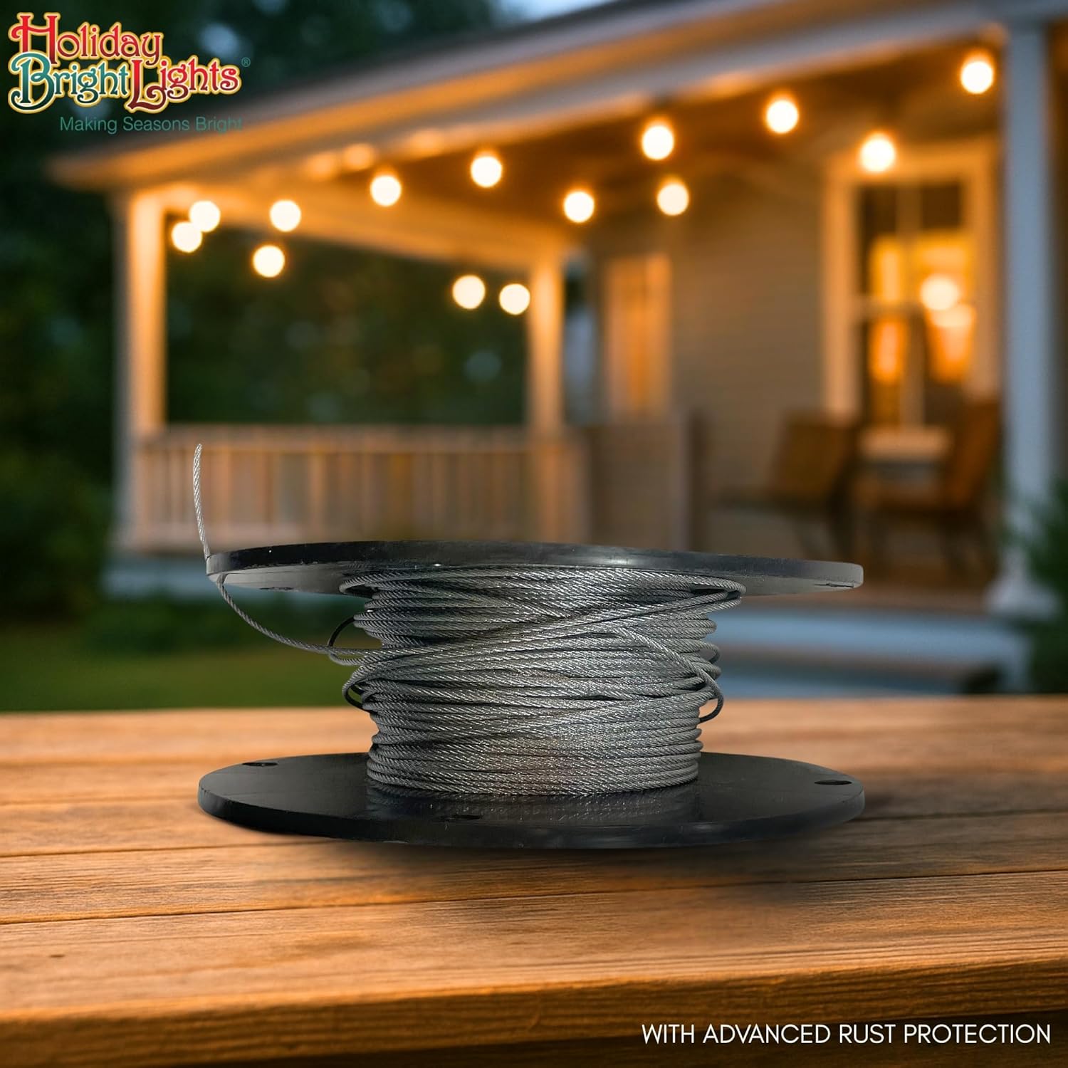 Holiday Bright Lights Belle Luci Galvanized Steel Guy Wire, 500FT Heavy Duty Rust-Resistant Wire for Outdoor String Lights