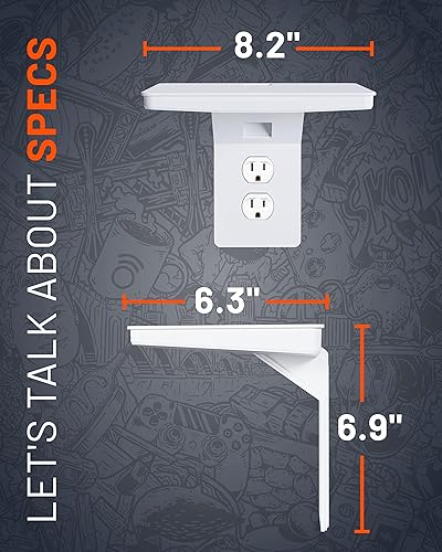 Miniatura 2 de ECHOGEAR Estante de toma de corriente ancho - Diseño de última generación con almacenamiento de cables incorporado y espacio para enchufes