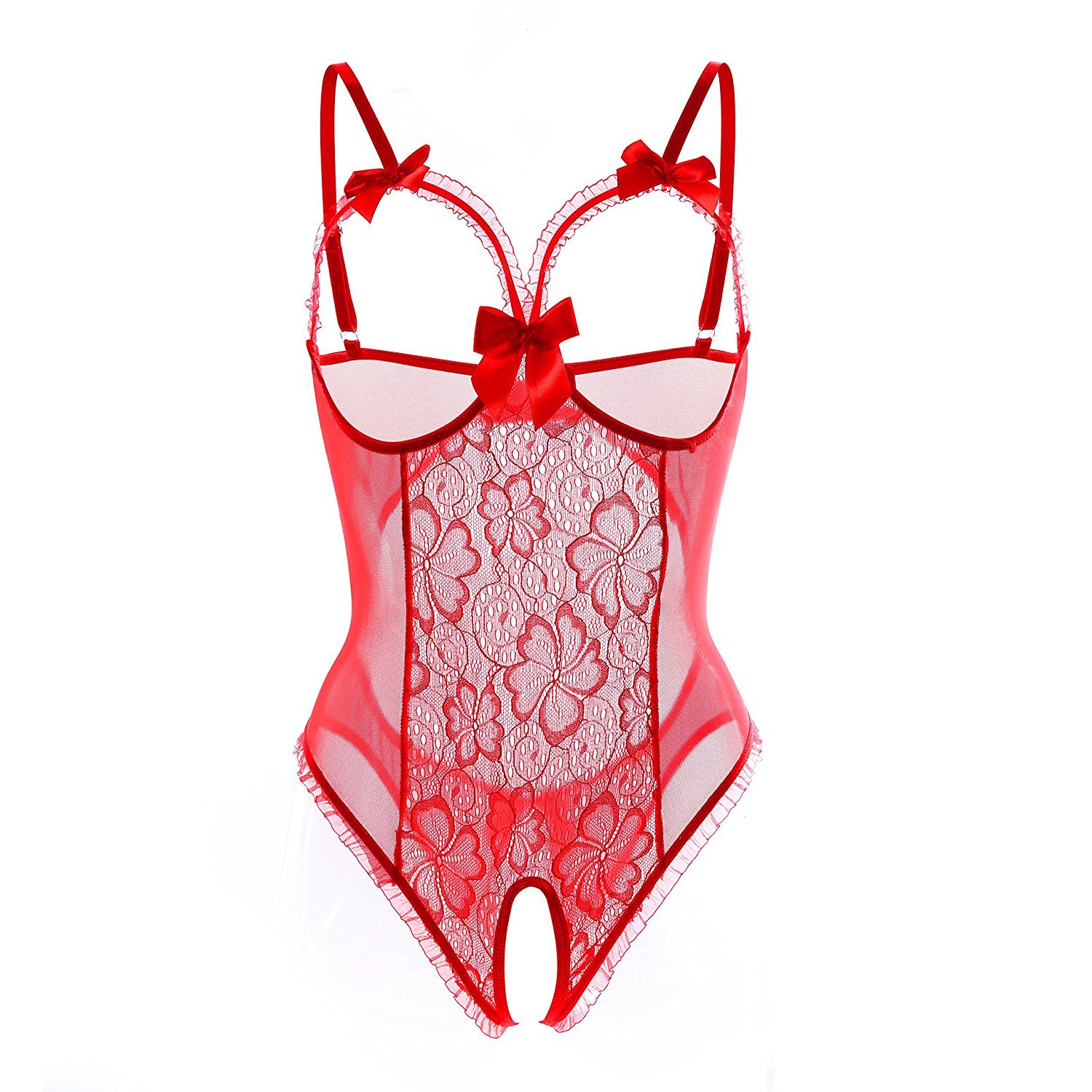 Evelure Women Open Cup Crotchless Lingerie Teddy Lace Babydoll Nightwear Sexy