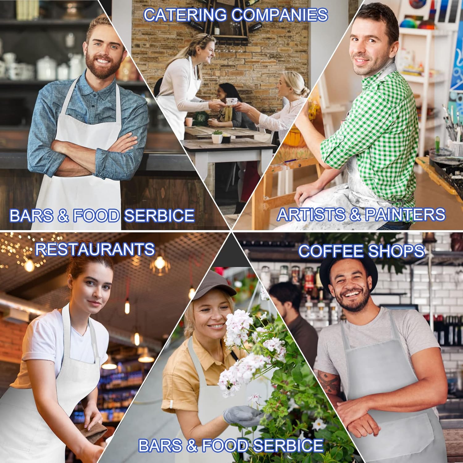 12 Pack Bib Apron,White Aprons Bulk,Unisex Plain Bib Aprons with 2 Pockets,Blank Apron with Long Ties for Adults Cooking Painting BBQ Grilling Baking Machine Washable,32 x 28 Inch - Image 7