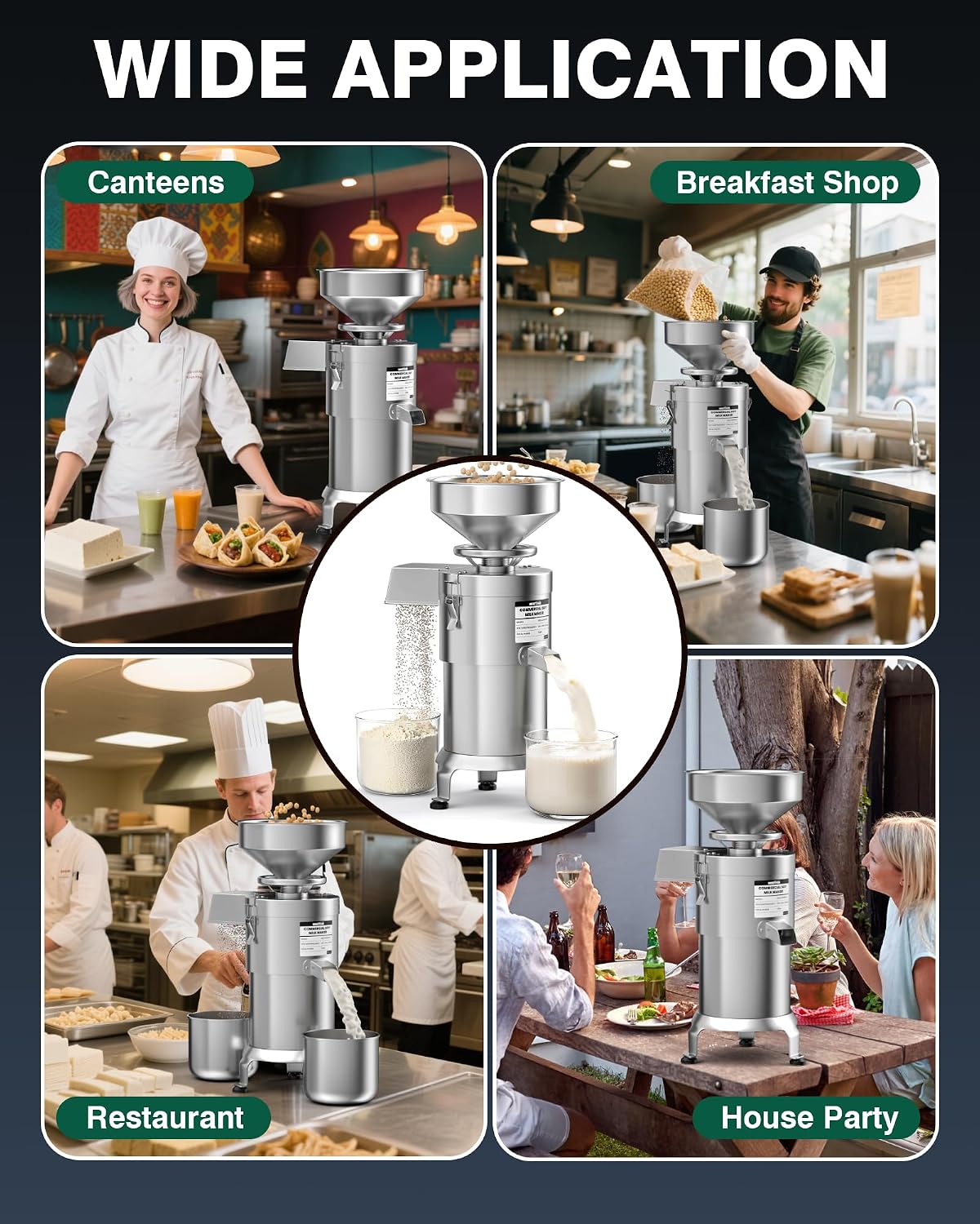 WantJoin Commercial Soy Milk Maker - 25KG/H High Output Automatic Stainless Steel Soybean Machine, 2800RPM with Slag Separation, for Soymilk, Nut Milk, Tofu, Rice Milk, Restaurant & Canteen Use