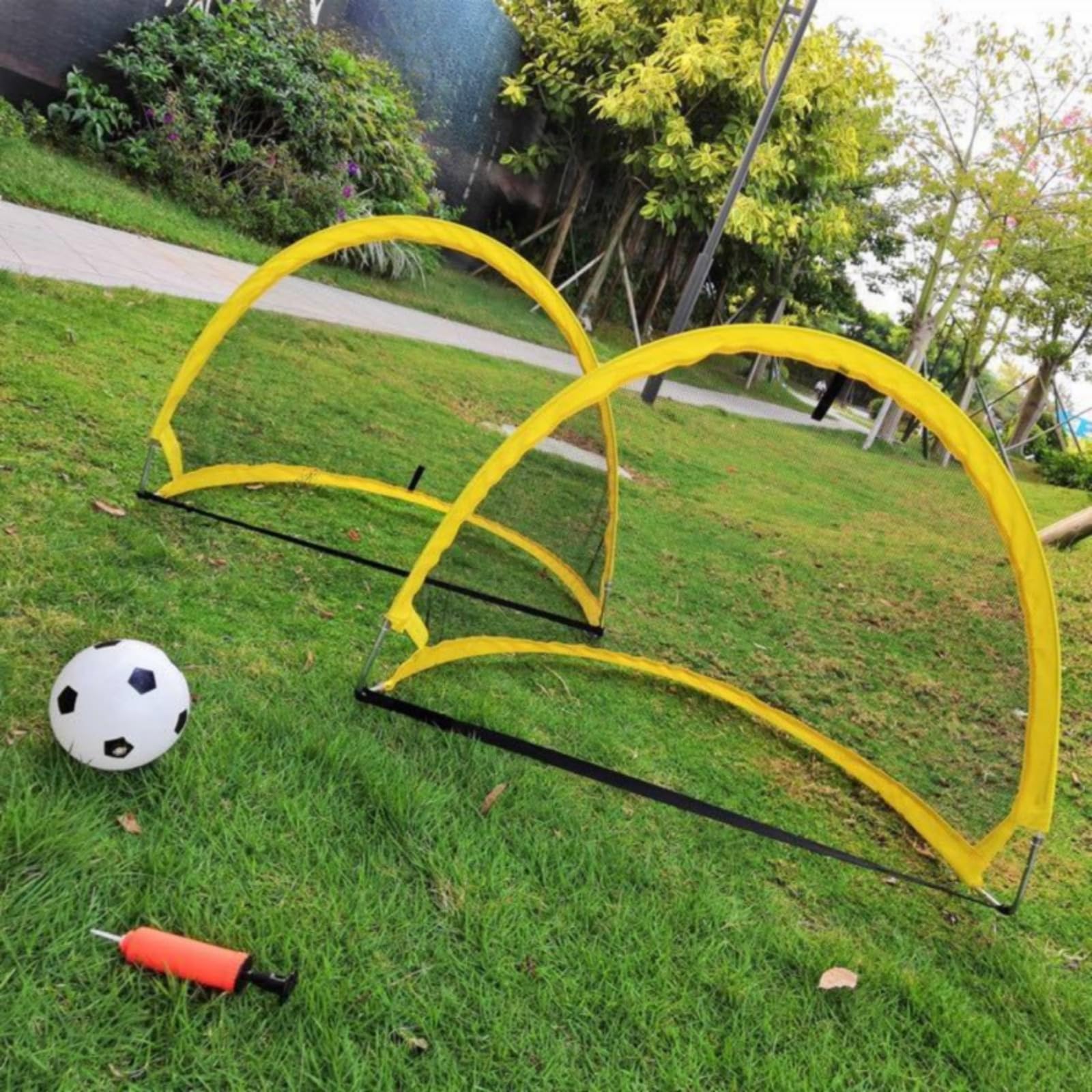 Milageto 2 Pezzi da Calcio Pallone e Pompa a Basso Profilo da Calcio Pieghevole Compatto Giocattolo Sportivo per Giovani Calciatori