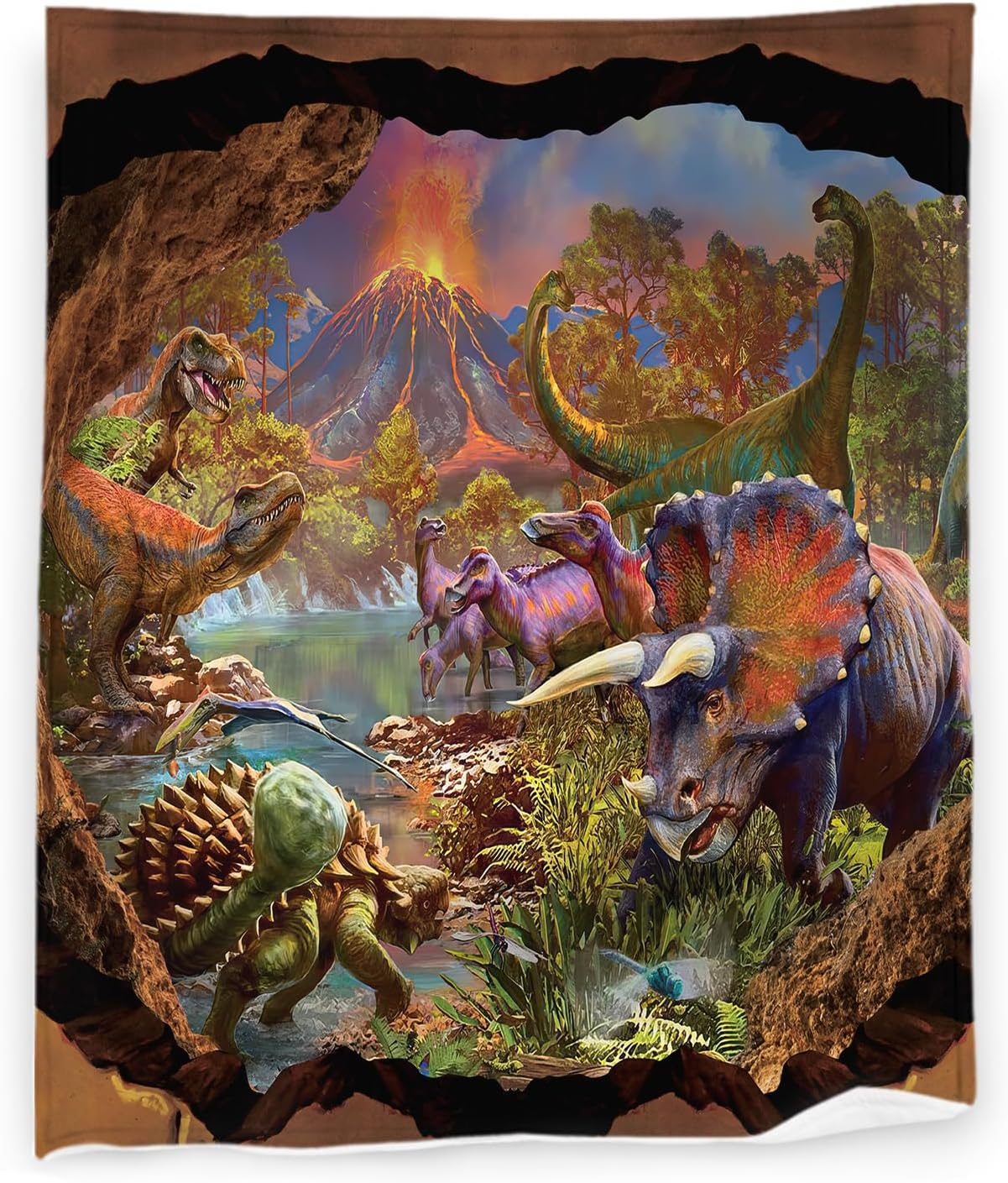 Dinosaur Blanket 60" x 80" Jurassic Animals Ancient Jungle World Super Soft Bedding Fleece Throw Blanket Microfiber Flannel Blankets Couch Sofa Warm Lightweight for Boys Girls