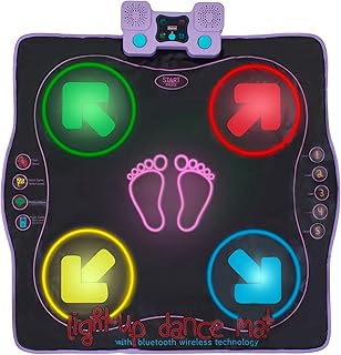 Kidzlane Electronic Dance Mat for Kids 8-12, Wireless Kids' Dance Pad with Bluetooth/AUX, Built-in Music, 5 Challenge Levels, 4 Modes - Interactive Toys for Children, Ages 6 and Up