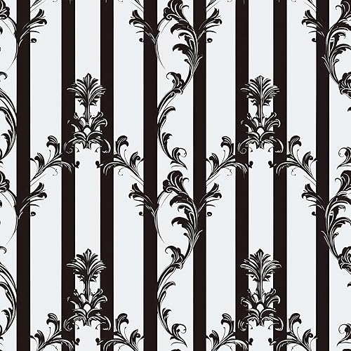 Miniatura 8 de FLFK Papel tapiz bohemio para despegar y pegar, removible con rayas onduladas para sala de estar, dormitorio, cocina, oficina, decoración de