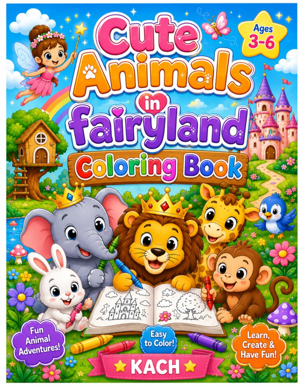 Cute Animals in Fairy Land Coloring Book (Cute Animal Colouring Book)