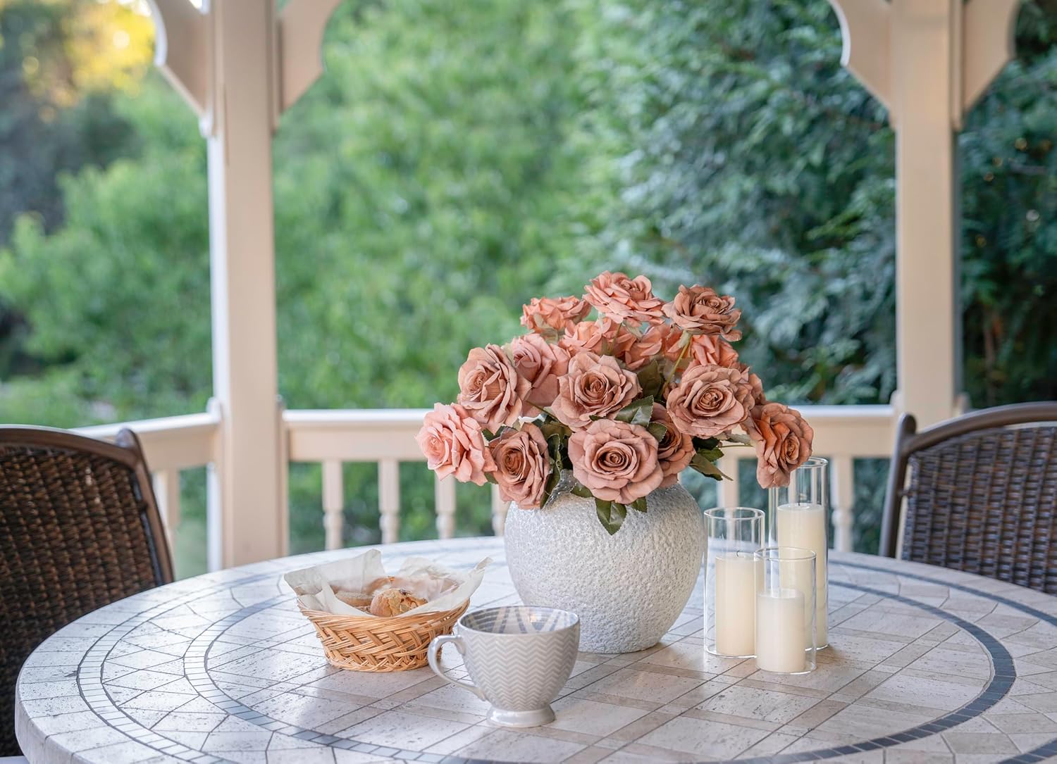 White Ceramic Vase Flower Vase, Big Textured Round Vase for Centerpieces, Kitchen, Living Room, Bedroom Decor Gifts - Image 9