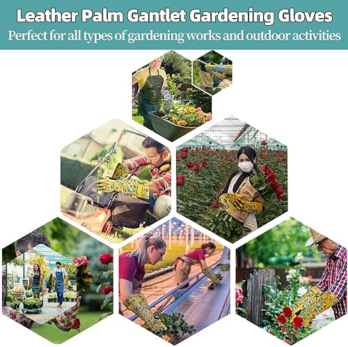 Miniatura 8 de MSUPSAV Guantes de jardinería para mujeres y hombres, guantes de jardín a prueba de espinas, guantes de trabajo, regalos de jardinería