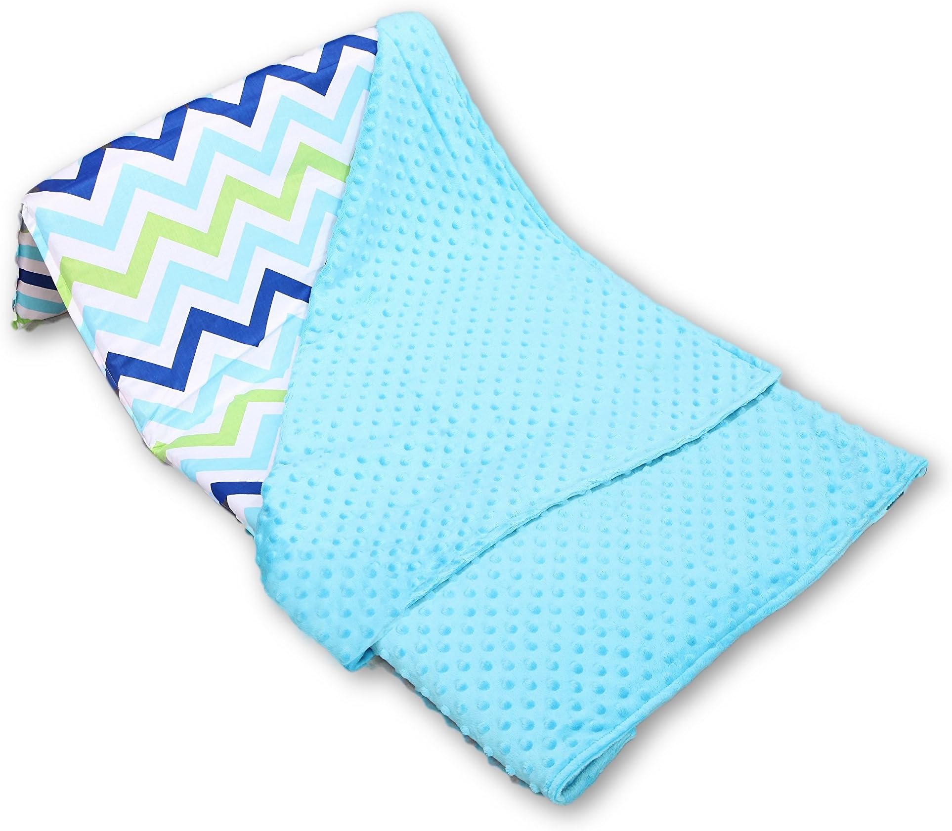 Nap Mat Carriers-Nap Mat Cover with Attached Blanket for Kinder/Rest mat 1" 46 x 19in Chevron (Blue Fusion)