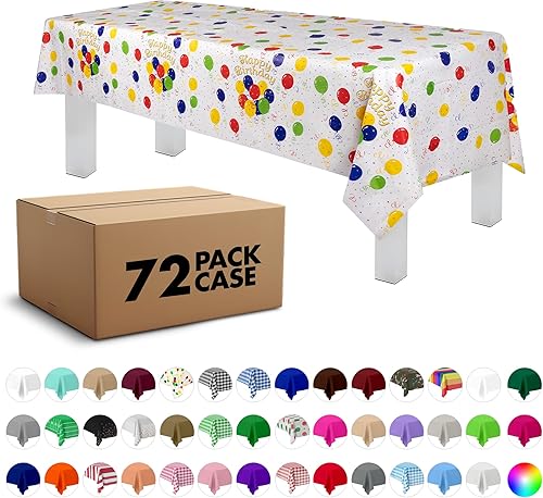 Miniatura 61 de Mantel de plástico de alta calidad - 54 in. x 108 pulgadas. Grandipity - Mantel rectangular (6 y 12 unidades), Azul cielo a cuadros Feliz