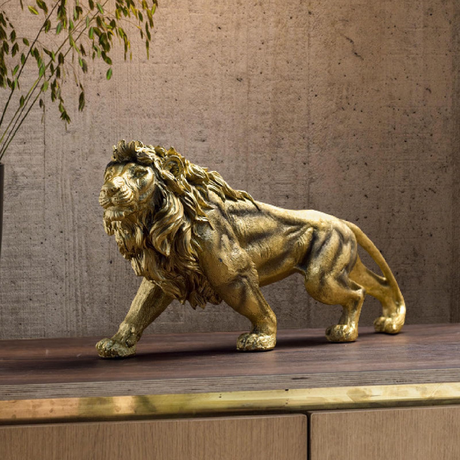 Pyhodi Statua di una Statuetta di Leone Forte, Decorazione per Ufficio, Casa, Scrivania, Scultura di Animali in Poliresina Fatta a Mano, Decorazione di Arte Moderna, Figurine da