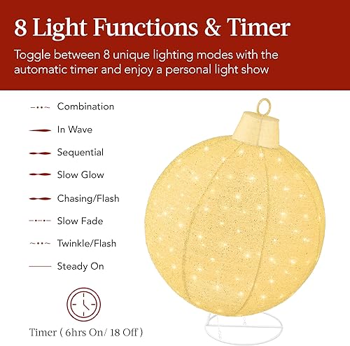 Miniatura 3 de Best Choice Products Juego de 2 adornos navideños emergentes iluminados para exteriores, decoración de bolas navideñas con 180 luces LED, 8