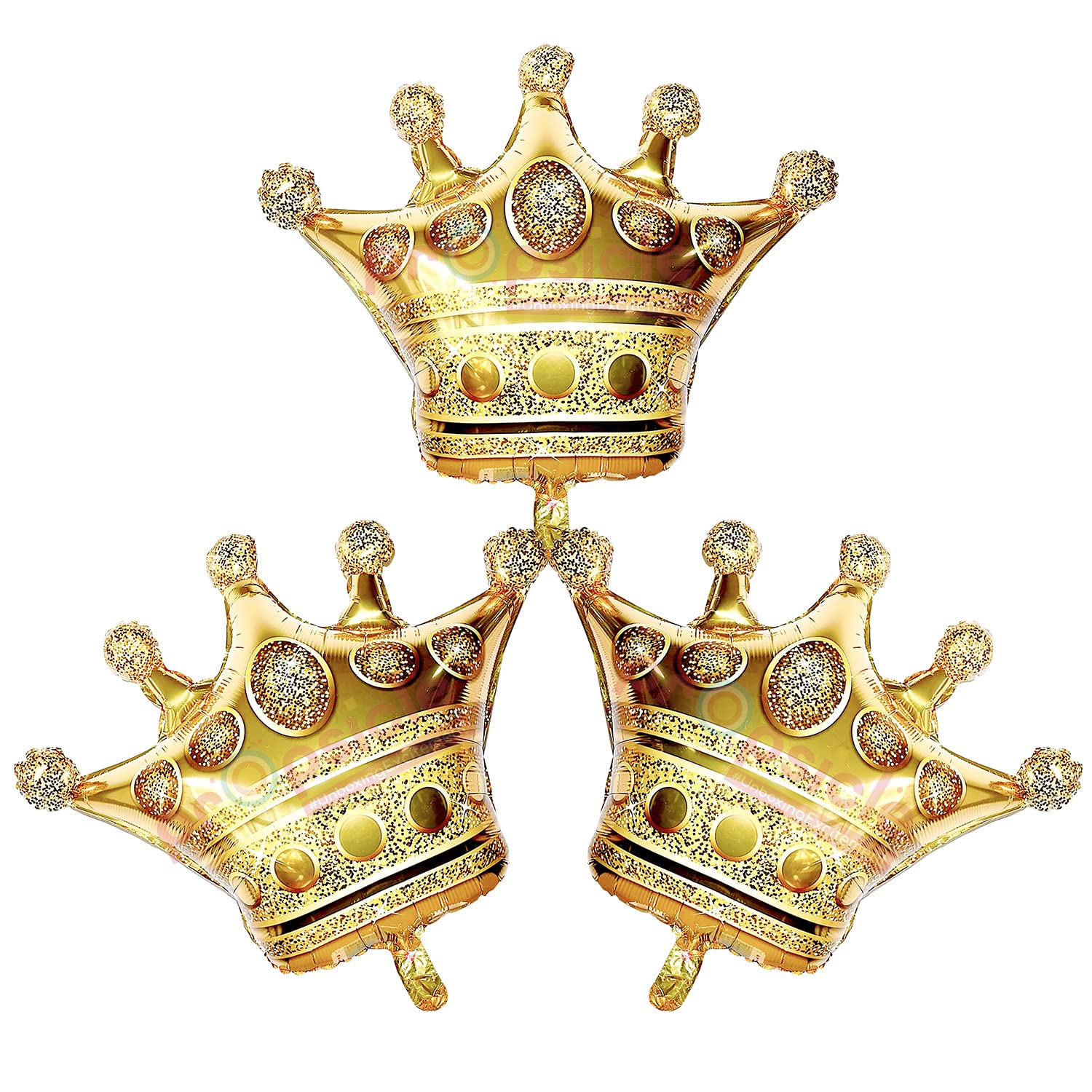 Propsicle Birthday Crown Golden Foil Balloon Pack of 3 Prince Theme 36" Inch Birthday Party Decoration