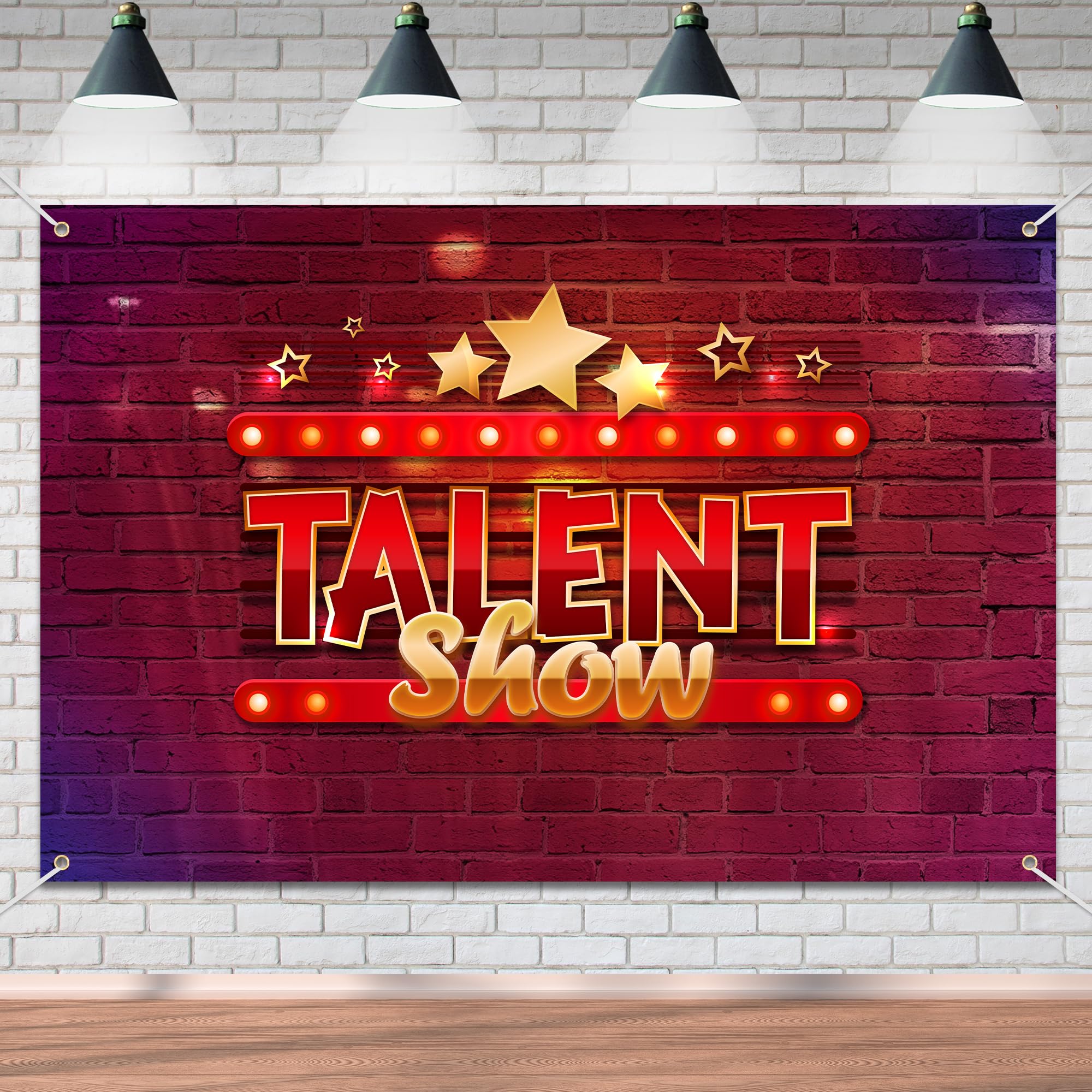 Talent Show Backdrop Banner Red Brick Wall Theme Background Decor for Boys Girls Performance Magic Shows Talent Party Birthday Party Favors Decorations Supplies 72x43in-BECKTEN