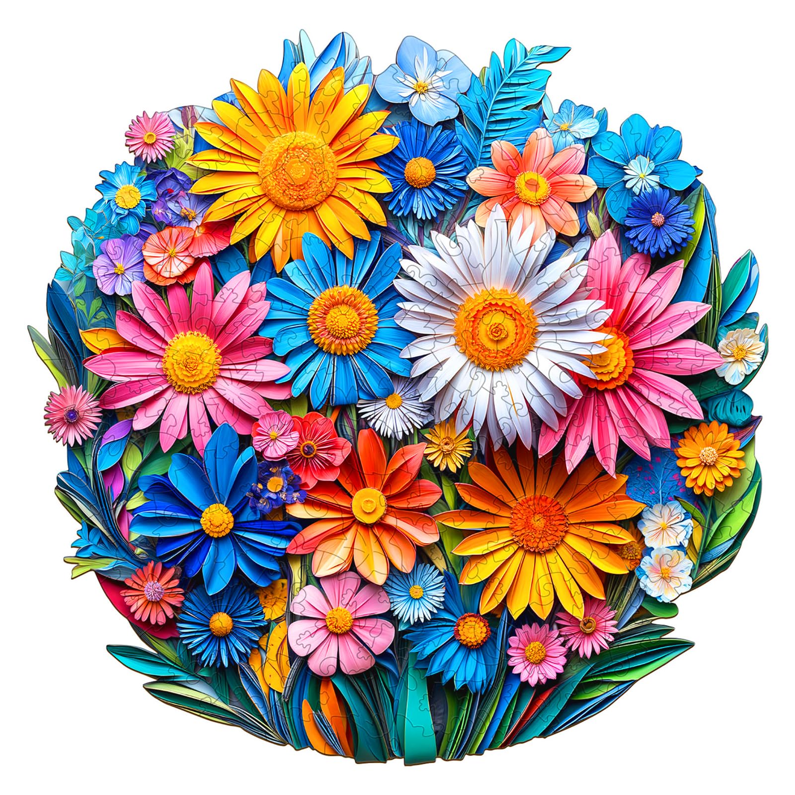 Wooden Puzzles for Adults - Paper Flower Wooden Jigsaw Puzzle - Unique Animal Shaped Wood Puzzles Adult - Christmas Birthday Gifts for Adults/Friends/