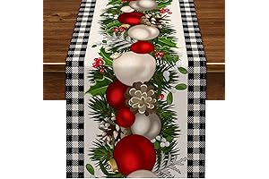 Nepnuser Black and White Gingham Christmas Table Runner: A Festive Touch for Your Holiday Decor