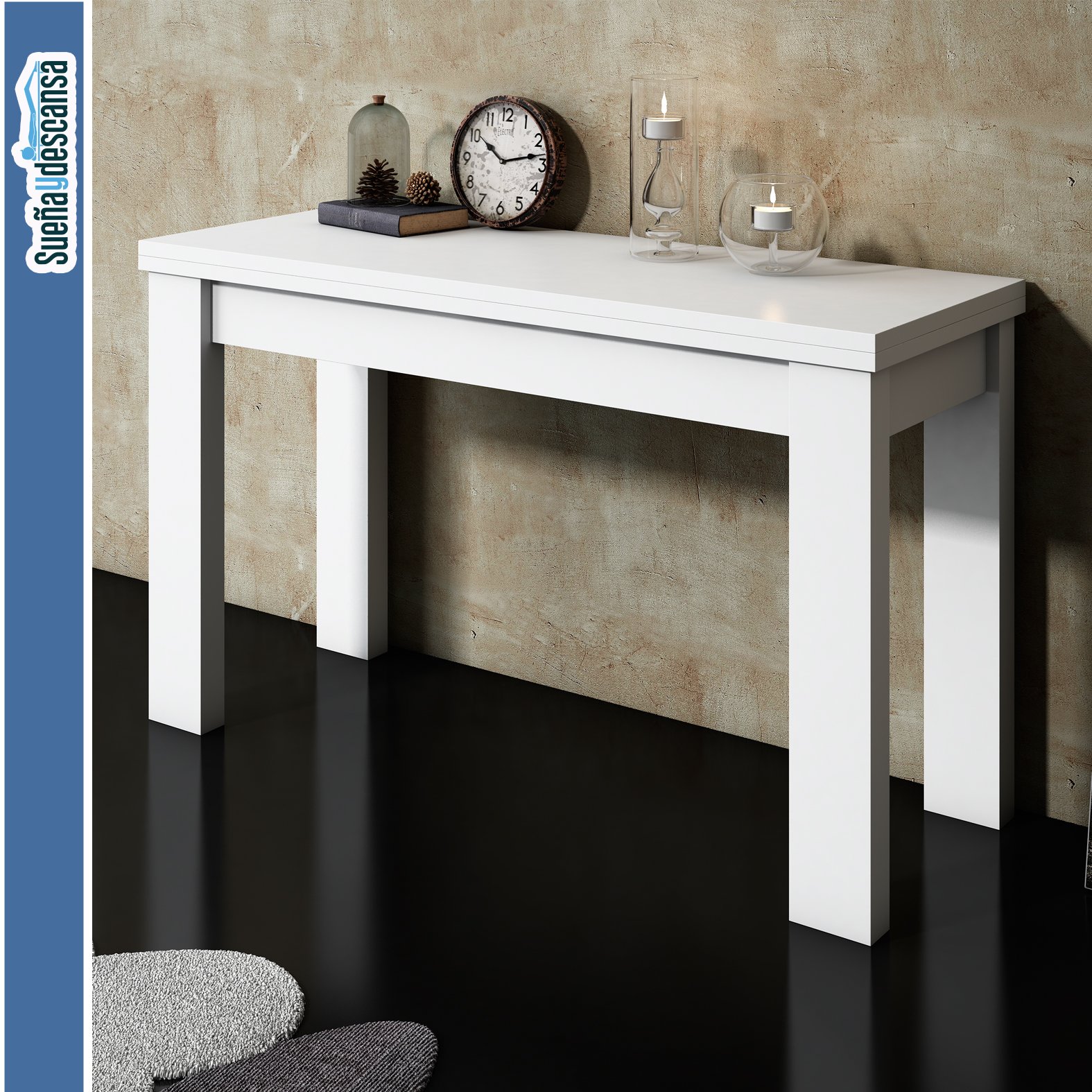 Mesa Consola Extensible Libro Blanca 120 x 45 Abierta 120 x 90 cm