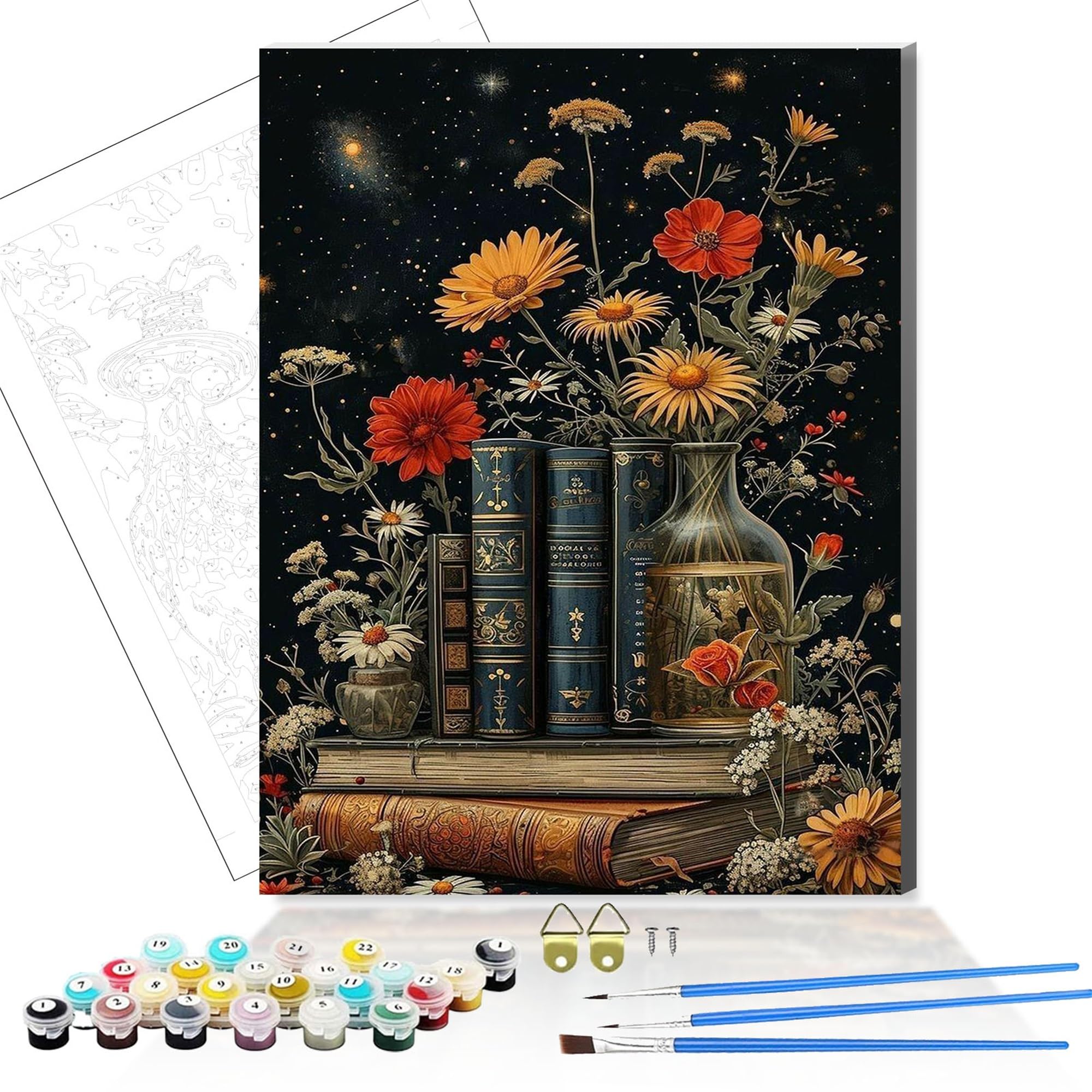 Zhosoho Flower Wooden Framed Paint By Number For Adult,Diy Painting Kits For Adults,Color By Numbers,Small Paint By Number Canvas Crafts Watercolor For Beginners Hoom Decor (Flower)