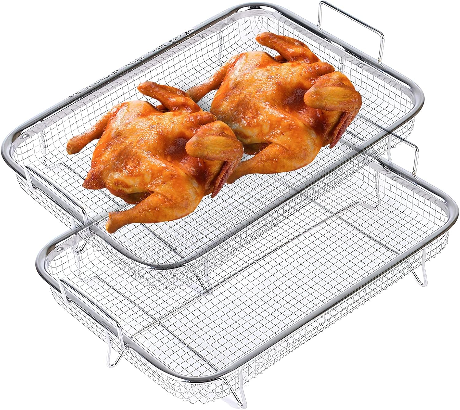 Air Fryer Basket For Oven: 2Pcs Air Fryer Basket, Air Fryer Pan 30 * 22 * 5.5CM Fry Basket Non-Stick Air Fryer Oven Accessories Tray Air Fryer Basket for French Fry Frozen Food