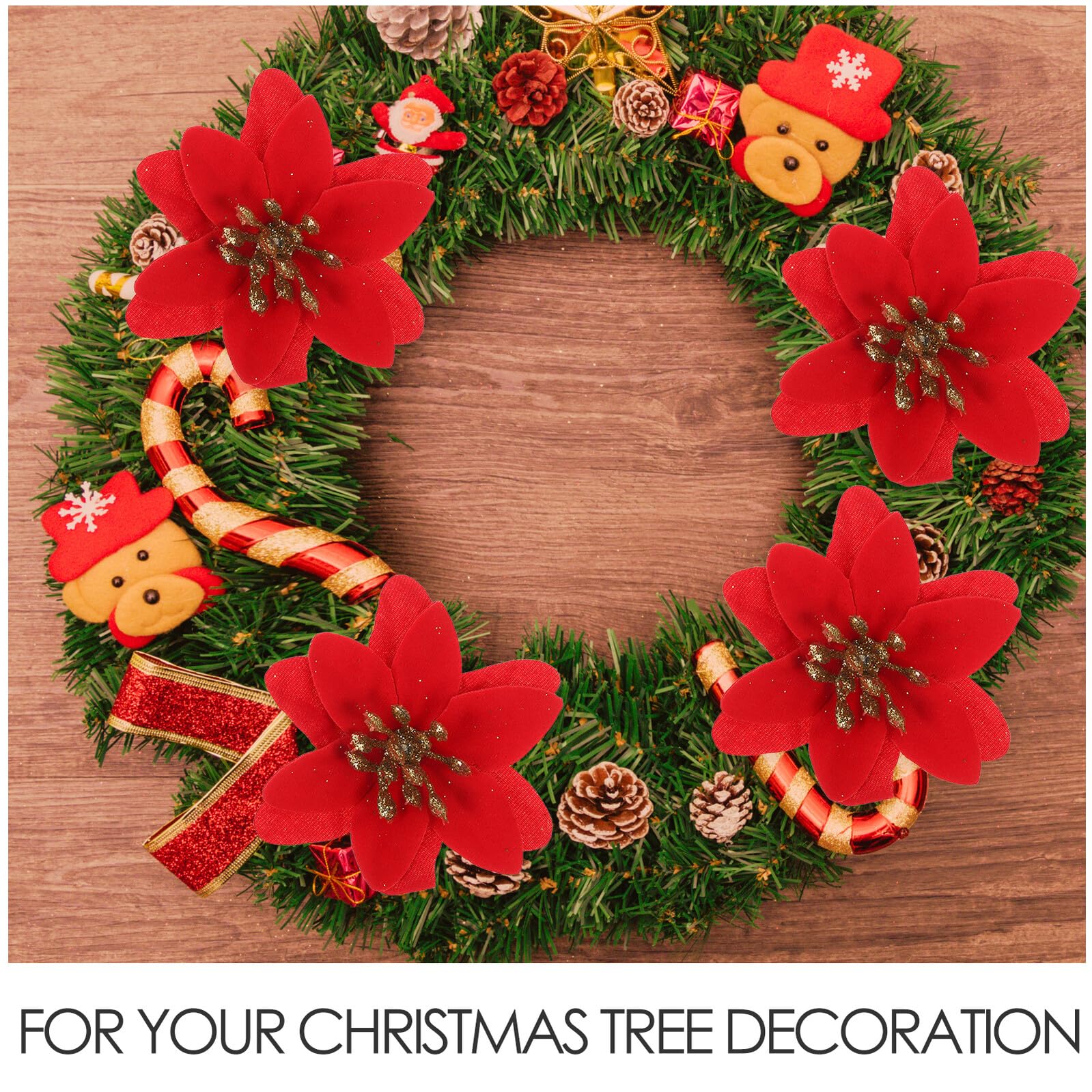 10 Pièces Fleurs Artificielles de Noël Guirlandes Décoratives pour Fête Fleurs Artificielles de Noël