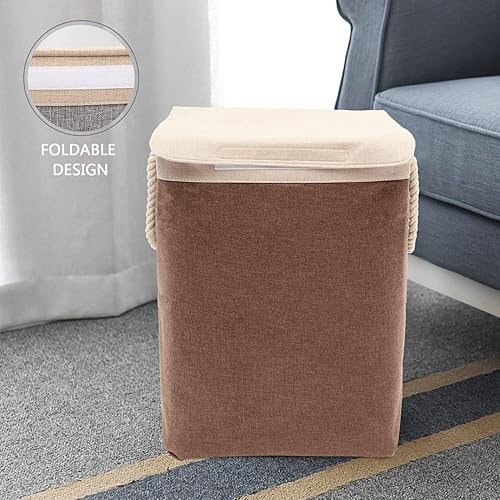 Miniatura 3 de Zerodeko 1 juego de cesta de ropa sucia con asas cesta impermeable para ropa sucia de algodón y lino cesta organizadora plegable para ropa juguetes