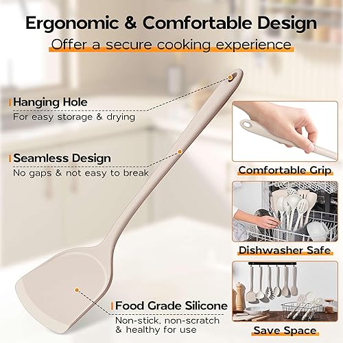 Miniatura 5 de Onader Juego de utensilios de cocina de cocina, 10 piezas de utensilios de cocina de silicona, no tóxicos, resistentes al calor y antiadherentes, 2
