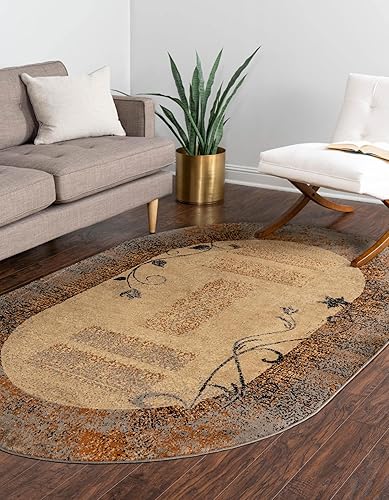 Miniatura 2 de Rugs.com Cafe Collection - Alfombra ovalada mediana de 2 x 3 pies, color beige, perfecta para salas de estar, comedores grandes, planos abiertos