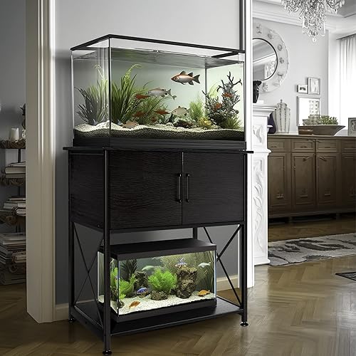 Miniatura 2 de Soporte de acuario de 20 a 29 galones con marco de metal, para acuario de 20 a 29 galones, mesa de 30.7 pulgadas de largo x 16.5 pulgadas de ancho,