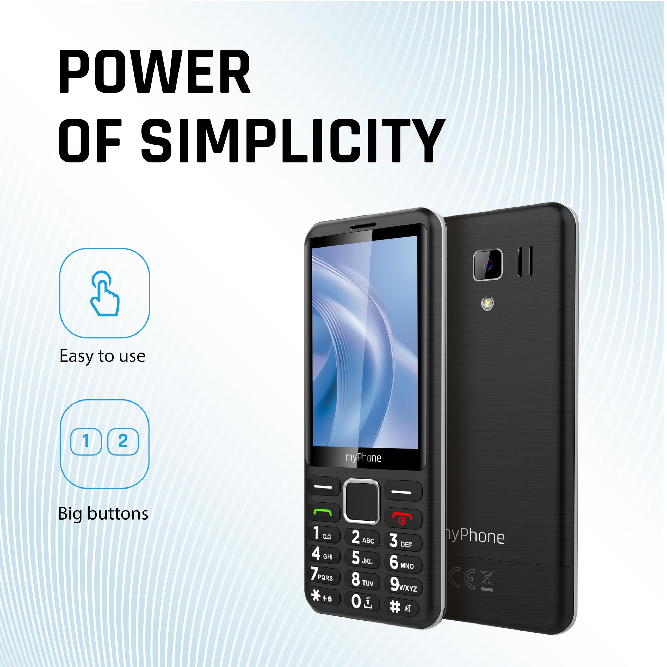 myPhone 3510 LTE telefon dla seniora bez abonamentu, 4G telefon z klawiaturą z 3,5 calowy wyświetlacz, duże przyciski, Dual SIM, długi czas pracy baterii