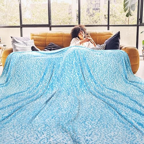 ZHIKU Manta de forro polar suave tamaño Queen azul para cama