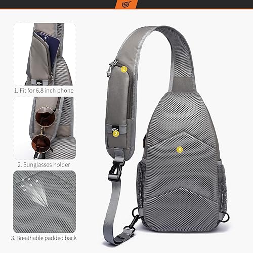 Miniatura 3 de SKYSPER Mochila cruzada - Mochila cruzada en el pecho, bolsa cruzada para viajes, senderismo, casual, mochila para mujeres y hombres, Khakigray
