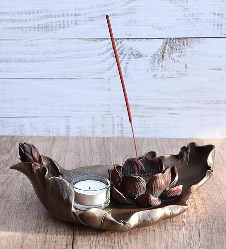 Miniatura 8 de Ebros Gift Zen Garden Buddha Padma Lotus Incienso Sticks Quemador y Vela Votiva Vela Estatuilla Feng Shui Budismo T-Lite
