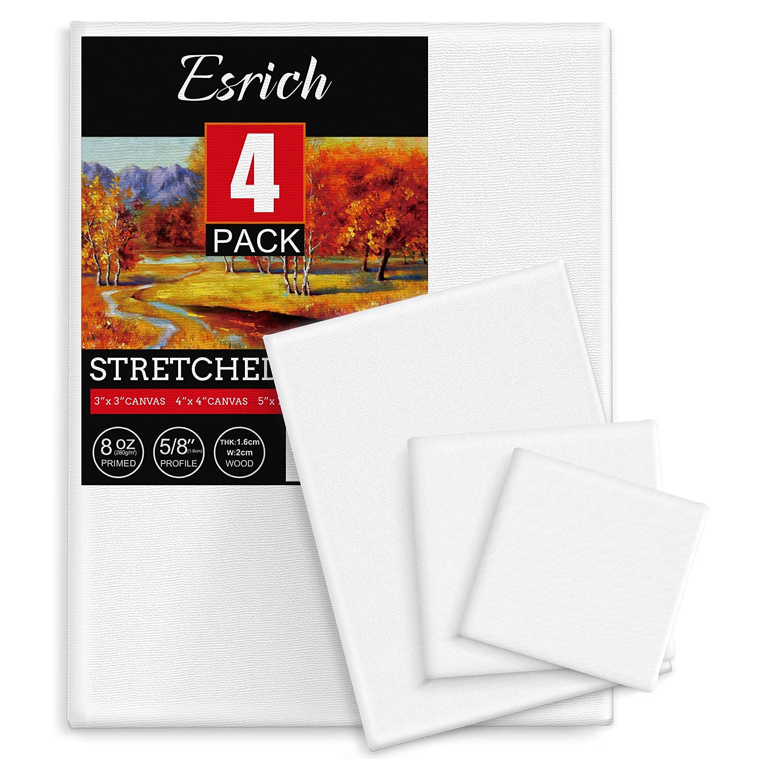 Snapklik.com : ESRICH 4 Pack Stretched Canvas For Painting