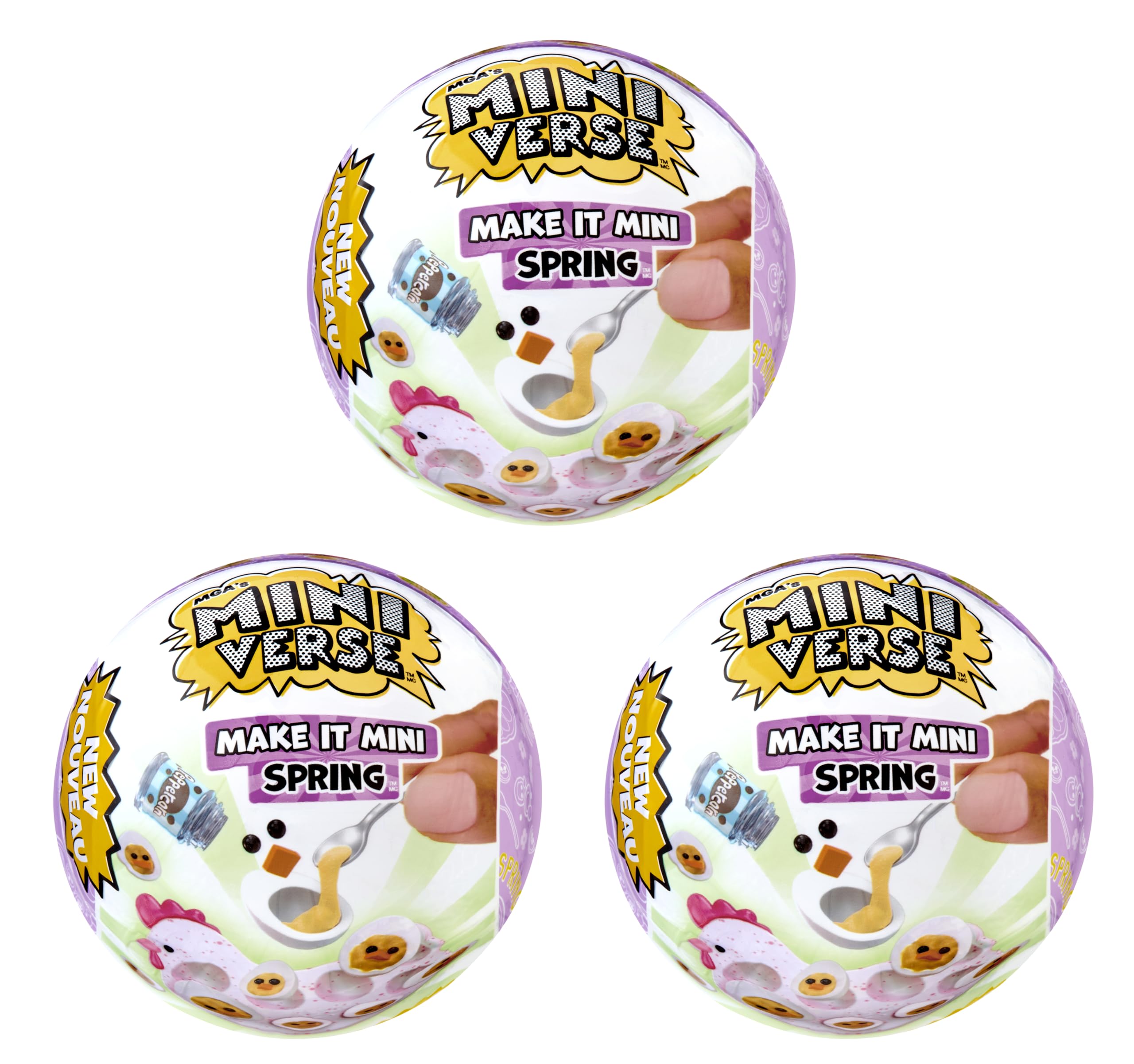 MGA's Miniverse Make It Mini Make It Mini Spring 3 Pack, Spring, Seasonal, Easter, Blind Packaging, DIY, Crafts, Resin Play, Replica Food, NOT Edible, Collectors, 8+