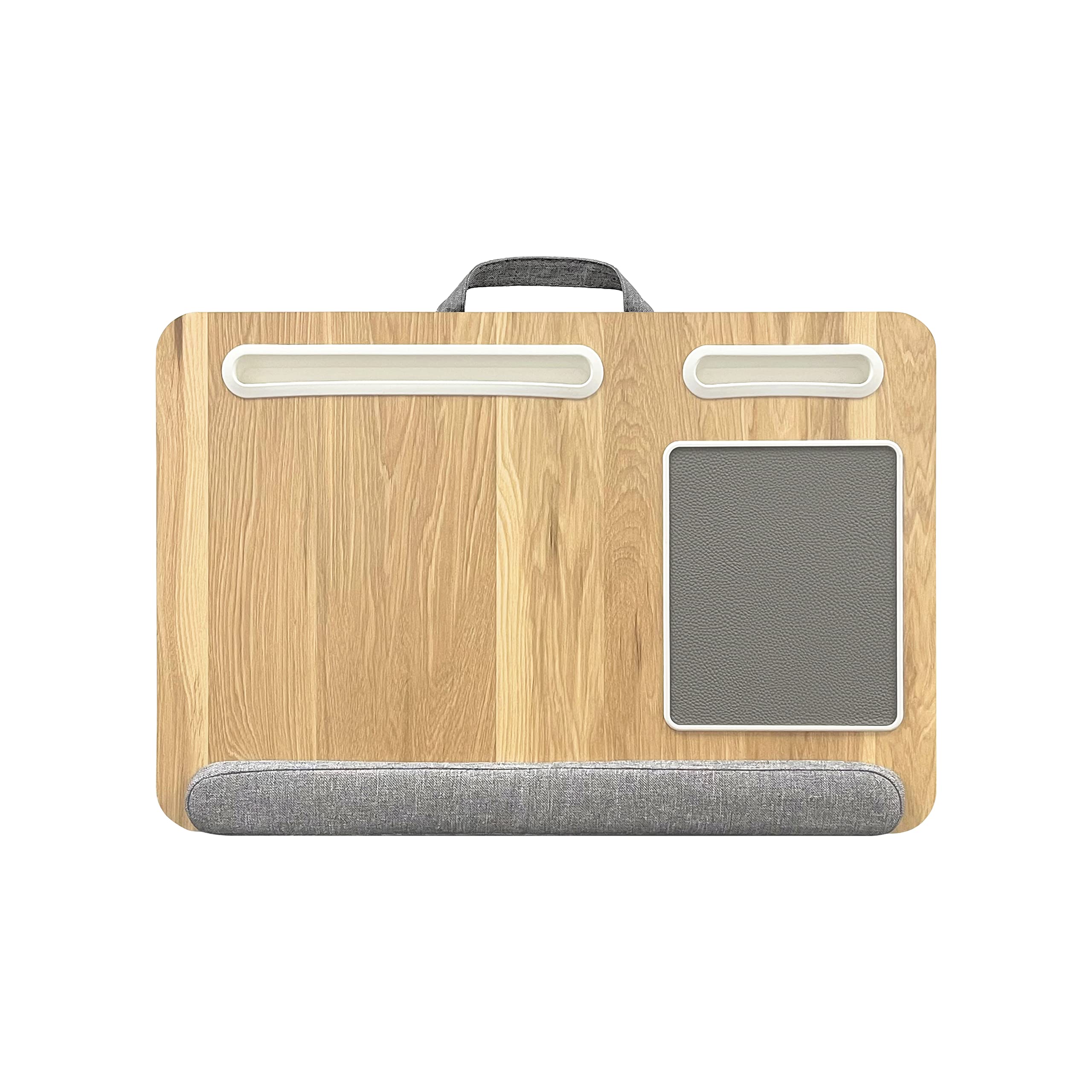 Wodeer Laptop Lap Desk Home Office with Cushion, Mouse Pad, and Phone Holder for Couch Bed- Fits Up to 17 Inch Laptops,Wood Grain