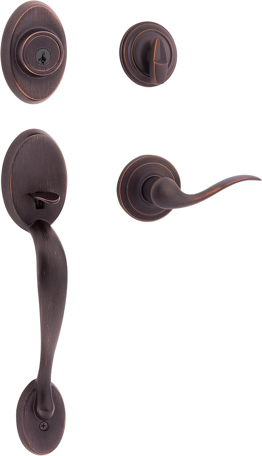 Kwikset Chelsea Single Cylinder Handleset w/Tustin Lever featuring