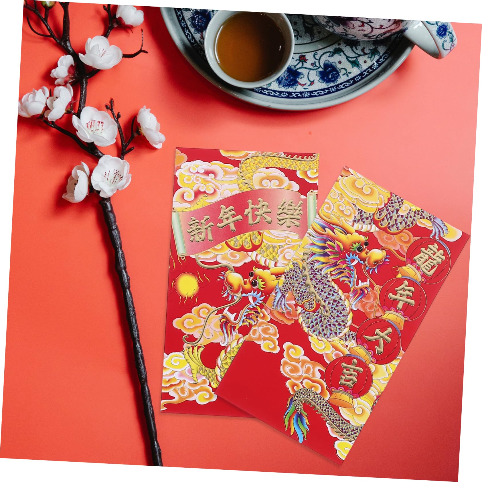 Operitacx 10 Ensembles Enveloppe Rouge Enveloppe D'argent Rouge Paquets De Papier Dragon Plaine present Boom Portefeuille Paquet Créatif De Papier 30 Pièces * 10