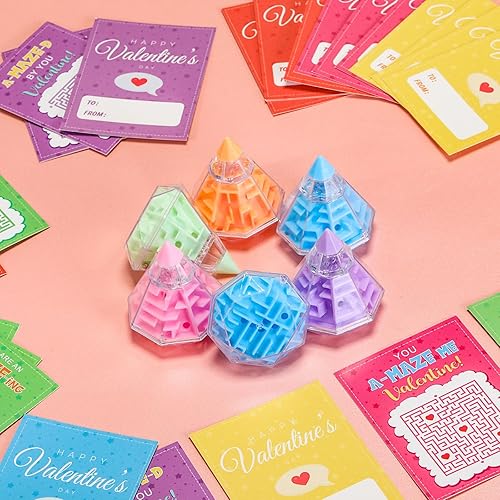 Miniatura 6 de Capoda Paquete de 36 juguetes de regalo para el día de San Valentín, rompecabezas de laberinto 3D, con tarjetas, laberinto, laberinto, rompecabezas