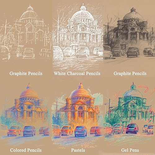 Miniatura 163 de Cuaderno de bocetos de 9 x 12 pulgadas, bloc de bocetos con espiral superior, paquete de 1 bloc de 100 hojas (68 libras/3.53 oz/m² - 100 g/m2)