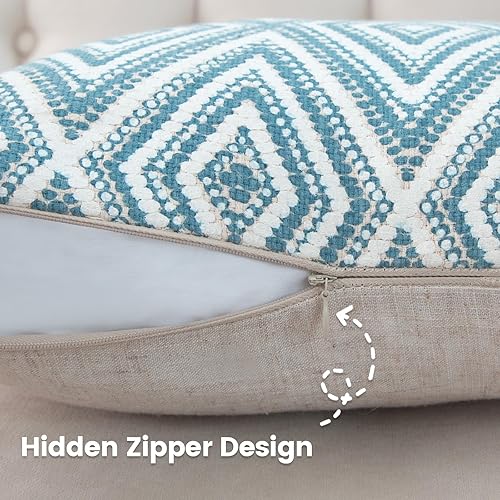 Miniatura 3 de THOHAG Juego de 4 fundas de almohada de 18 x 18 pulgadas, fundas de cojín de lino suave, fundas cuadradas decorativas para sofá, sala de estar,